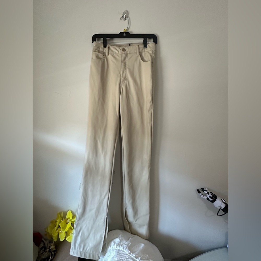 Zara Cream Trousers with Gold Button